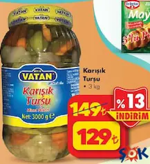 BİZİM VATAN KARIŞIK TURŞU 3 KG fiyat ve kampanya bilgisi